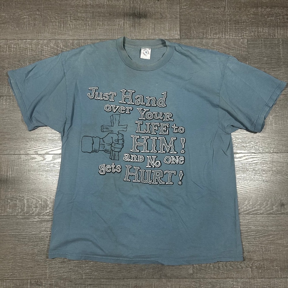 Delta Pro Weight Religious Humor Graphic T-Shirt Blue XL Messiahs Messengers